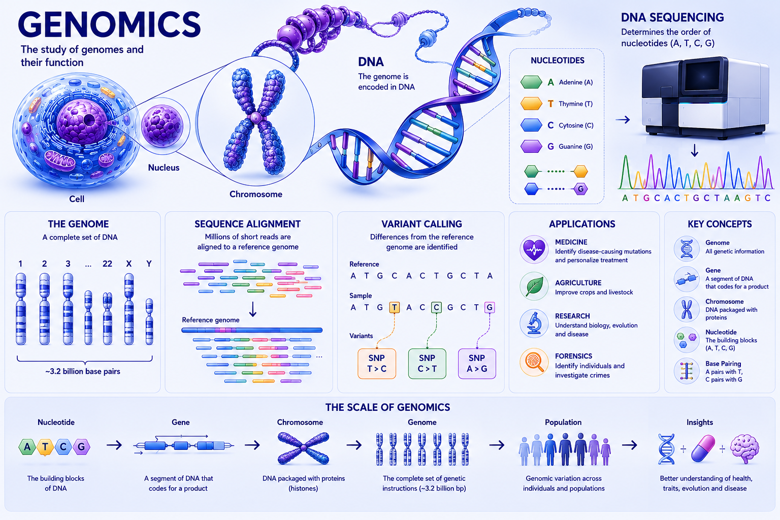 Genomics overview infographic